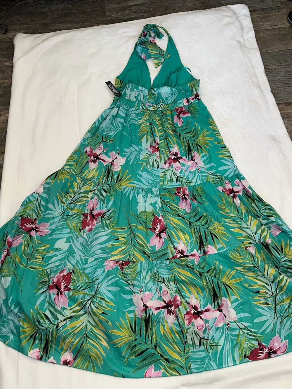 New York & Company Tropical Floral Halter Maxi Dress NWT Large - Picture 3 of 12